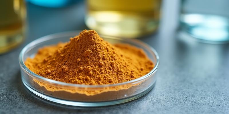 Close up of organic ashwagandha powder and botanical extracts